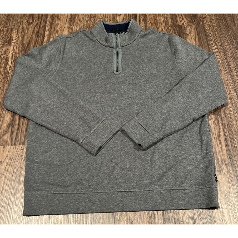 Boss Hugo Boss Sweater Mens Gray Pullover 1/4 Zip Regular Fit Mock Neck  XXL